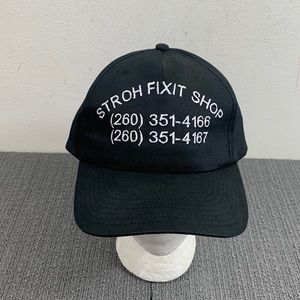 Stroh Fixit Shop Baseball Hat Mens Adjustable Black Strapback Cap Toppers 2702